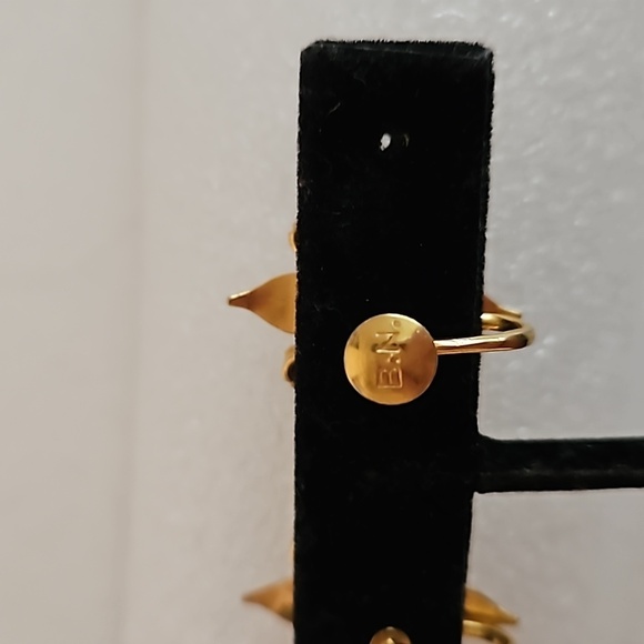 B.N. BUGBEE NILES Vintage Blue &Clear Rhinestones on Goldtone  Screw On Earrings - Picture 4 of 5